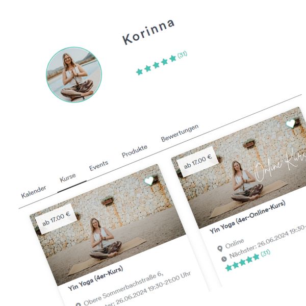Online Yoga Kursplan mit Korinna Tietz